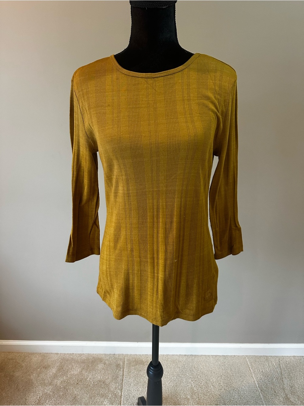 Brooks Brothers Mustard Ribbed Long Sleeve Top